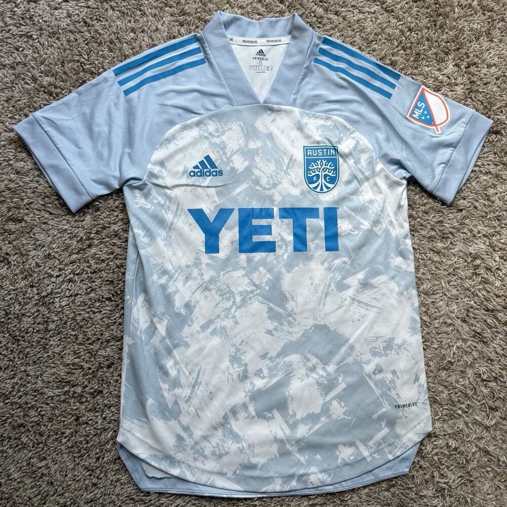 Adidas Austin FC PRIMEBLUE YETI Soccer Jersey Men’s Size S Blue Grey Athletic